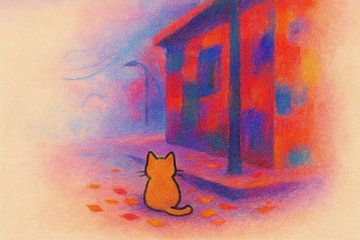 Chat dans la brume de la ville sur Art & Soul Creations