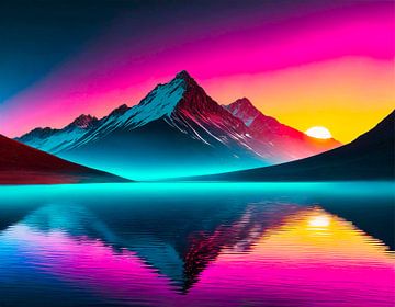 Landschaft mit Neonfarben von Mustafa Kurnaz