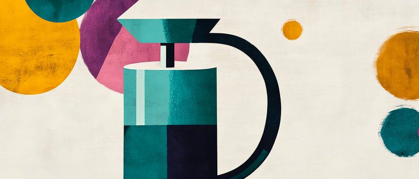 Pot artistique devant des formes colorées par Poster Art Shop