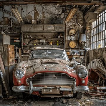 Aston Martin stoffige werkplaats Lost Place klassieke auto van gm_designs