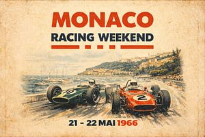 Monaco Grand Prix 1966 Riviera Vintage Racing Poster – Retro Formula Wall Art