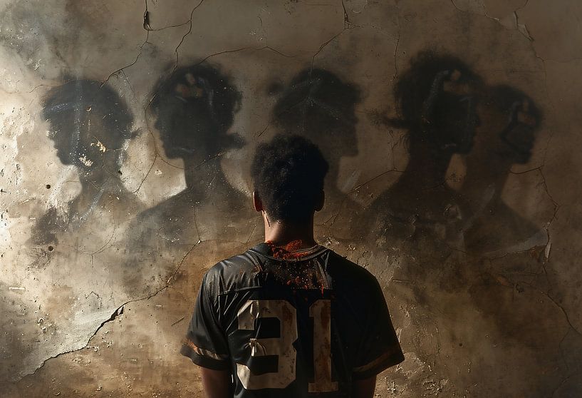 Geheimnisvolles Porträt eines Sportlers von fernlichtsicht