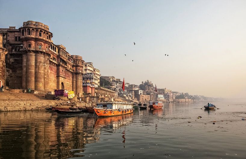 Life along the Ganges (Ganga) River. Pilgrims bathe and pray by Tjeerd Kruse