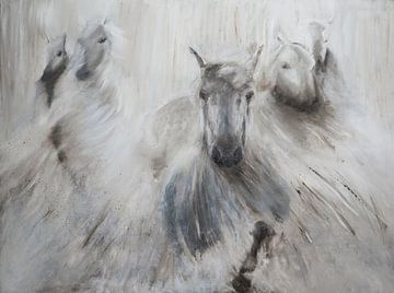 Schilderij van kudde paarden. van Louis en Astrid Drent Fotografie