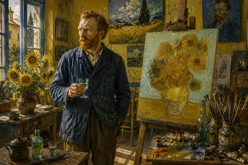 Van Gogh in his Studio with Sunflowers