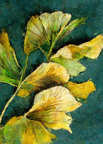 Ginko Biloba digitaal olieverfschilderij #ginko