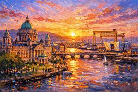 Belfast en Irlande, une peinture impressionniste. sur Galerie Hoppenbrouwers