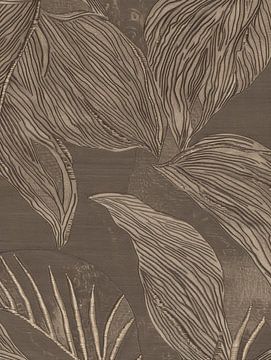 Botanisch patroon in taupe en bruin van Japandi Art Studio