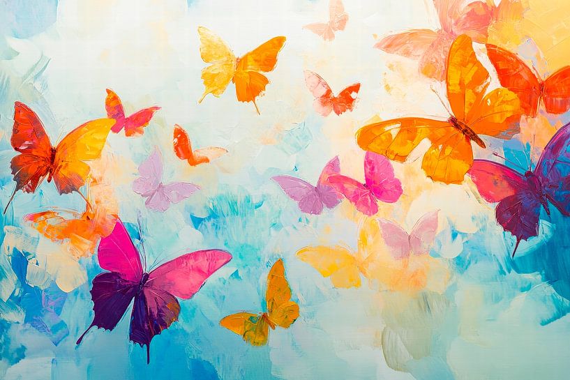Colourful butterflies in flight by Poster Art Shop
