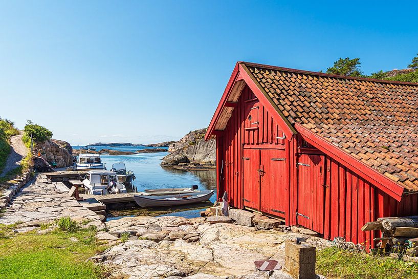 Bootshaus auf der Schäreninsel Kapelløya in Norwegen von Rico Ködder