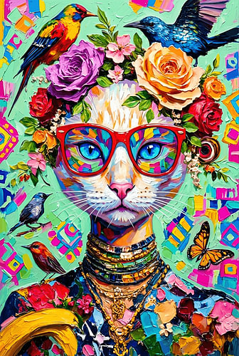 "De Exotische Kat in Bloei - Een Eigentijds Meesterwerk" von Angelique van den Berg