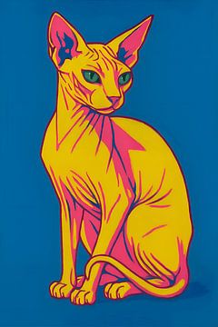 Nackte Katze Pop-Art-Gemälde. von Johannes