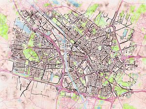 Karte von Utrecht im stil 'Soothing Spring'