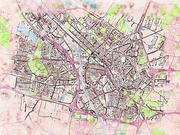 Kaart van Utrecht in de stijl 'Soothing Spring' van Maporia