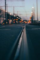 Tram rails from the ground