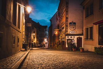 Pittoresk Vianden, Luxemburg tijdens het blauwe uur