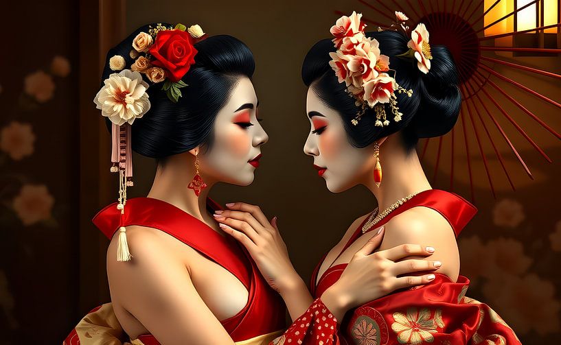 Japanese art Geisha love by Egon Zitter