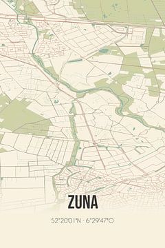 Vintage landkaart van Zuna (Overijssel) van Rezona