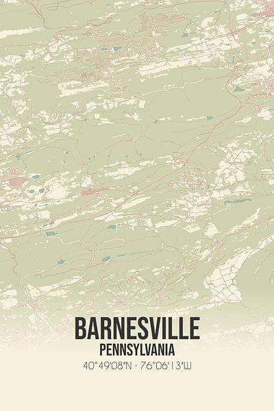 Carte ancienne de Barnesville (Pennsylvanie), USA. par Affiches de lieux