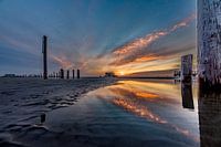 Zonsondergang in St. Peter Ording, aan de Duitse noordzeekust