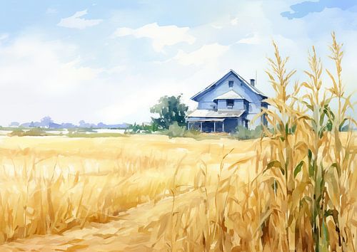 Wheatfield Idyll | Rural Painting by Abstract Painting
