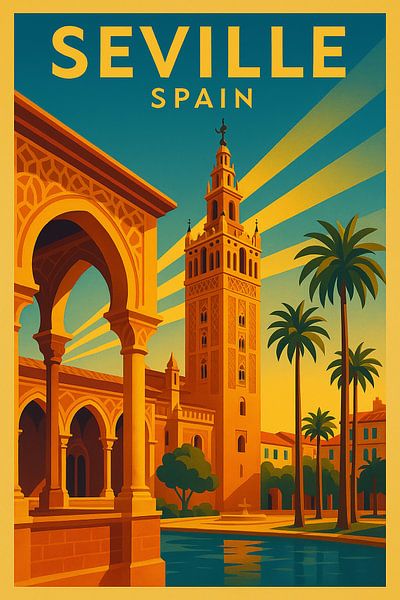 Sevilla Spanien Vintage Travel Poster Wandkunst von Travel Shop