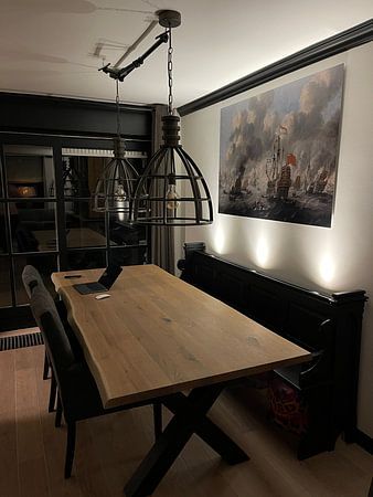 Peinture de la bataille navale du VOC : l'incendie de la flotte anglaise au large de Chatham, 20 jui
