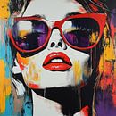 Vrouw met zonnebril Pop Art van ARTemberaubend thumbnail