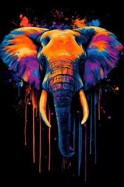 Kleurrijk olifantenportret - Artistiek van Poster Art Shop