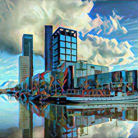 Futuristische Malerei Leeuwarden Skyline von Slimme Kunst.nl