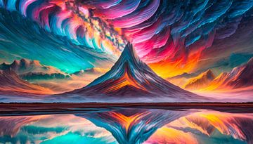 Montagne avec couleurs et nuages sur Mustafa Kurnaz