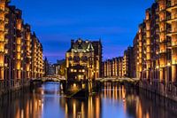 The Speicherstadt Hamburg at the blue hour