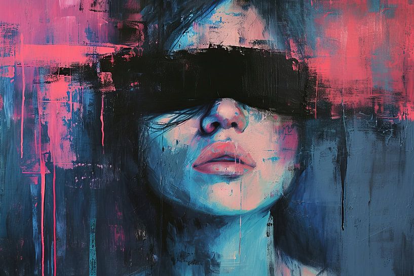 Magenta Mystery | Moderne Porträtkunst von Wunderbare Kunst