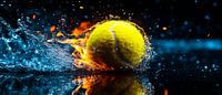 Burning tennis ball in splash water by Poster Art Shop thumbnail