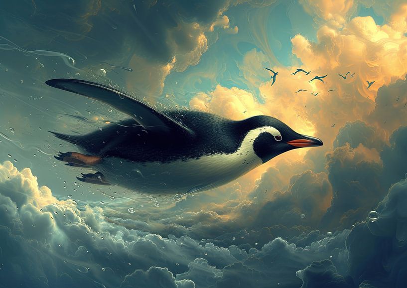 Traumflug Pinguin | Ephemeral Wingspan Dreamscape von Kunst Laune