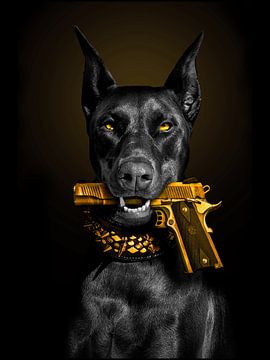 Hond met een pistool van P U F F Y