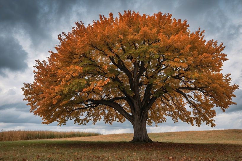 Majestueuze herfstboom in open veld van Art & Soul Creations
