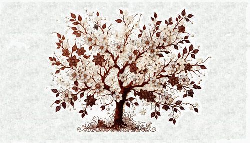 Flowering tree in natural shades