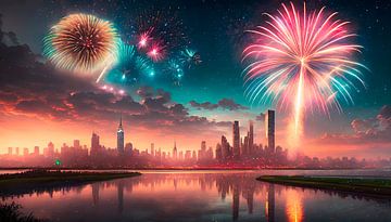 Fireworks in the city by Mustafa Kurnaz