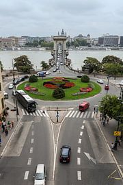Budapest skyline with Danube and chain bridge
