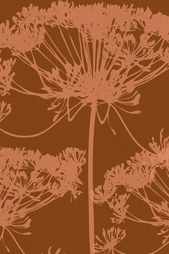 Retro bloemen in terracotta en koraalroze