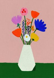 A colourful bouquet of flowers in a white vase by Niklas Maximilian