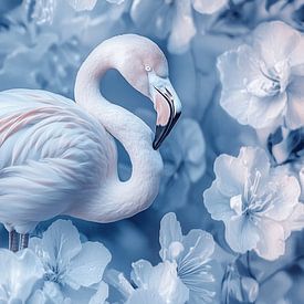 Flamingo in Dromerige Bloemenpracht van Eva Lee