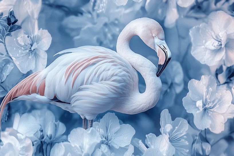 Flamingo in Dreamy Floral Splendour by Eva Lee