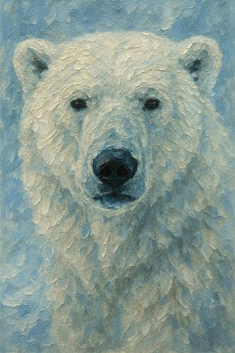 Polar bear in the snow (Arctic blue and white portrait wild animal powerfully imposing wilderness)