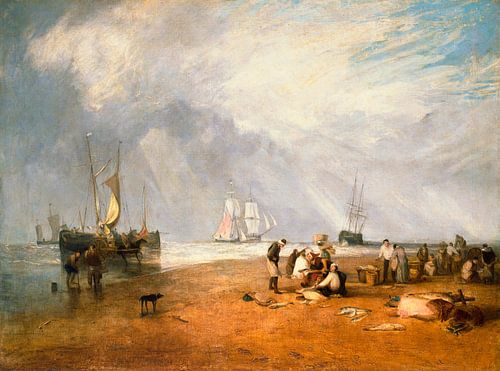 De vismarkt in Hastings Beach, William Turner...