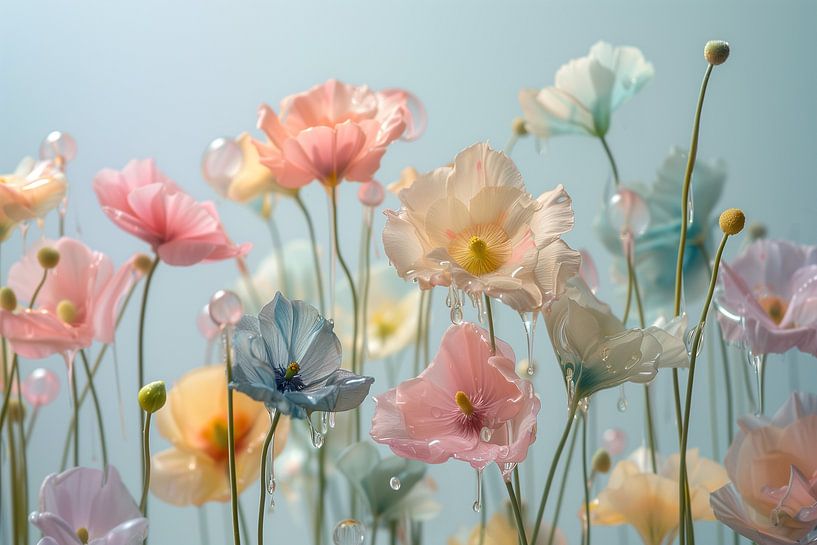 Waterdrops flowerfield by Bianca ter Riet