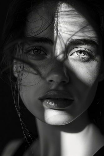 Zwart-wit portret van een vrouw