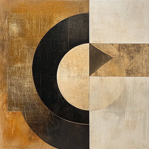 Geometrie Rust | Beige Gouden Abstract van Zen en Meer