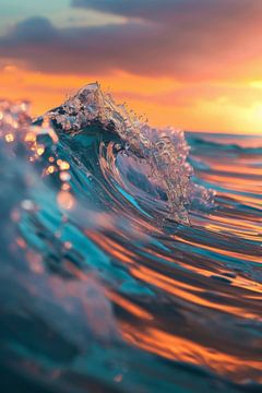 Golven in de zonsondergang